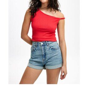 High Rise Classic Stretch Denim Short in Lake Blue